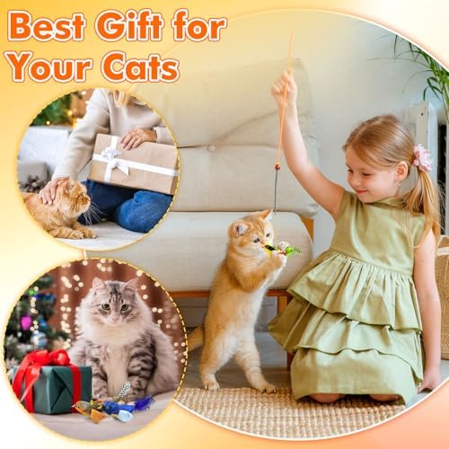 Interactive Cat Toys for Indoor Cats, 3 Pack Hanging Chirping Bird Cat Toy
