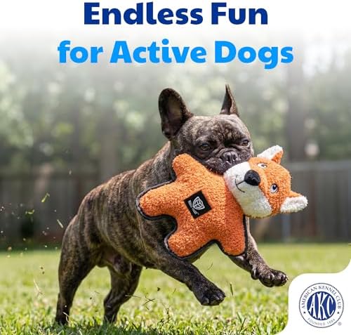 American Kennel Club Plush Dog Toy with Squeaker for Moderate Chewers, Soft Stuffed Dog Toy for Tugging, Fetch & Interactive Play, Gentle on Teeth