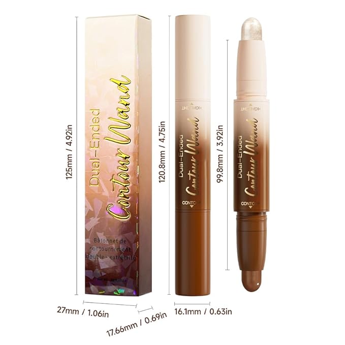 2Pcs Dual-Ended 2-in-1 Cream Contour & Highlighter Stick Makeup For Face & Body – Waterproof, Long-Lasting, Suitable for All Skin Tones, (05+06)