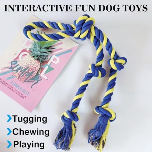 Rope Toy for Dogs,Large Dog Rope Toys for Aggressive Chewers, Heavy Duty Dog Toys for Large Medium Breed, Indestructible Tough Chew Toys Tug of War Dog Toy Cotton Rope for Teeth Cleaning