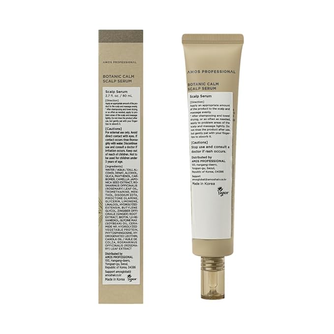 AMOS PROFESSIONAL Botanic Calm Scalp Serum l Vegan Scalp & Hair Strengthening Treatment with Rosemary and Biotin for All Hair Types, 2.7 fl. oz.