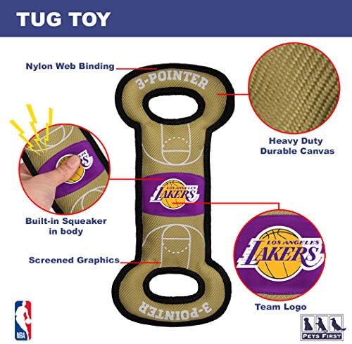 Pets First NBA Los Angeles Lakers Field Toy. - Tough Nylon Pet Toy with Double Trim Stitching & Inner Squeaker, one Size (LAK-3030)