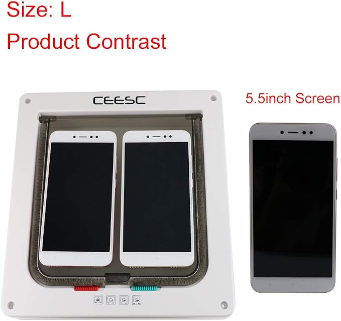 CEESC Cat Flap Door Magnetic Pet Door with 4 Way Lock for Cats, Kitties and Kittens, 2 Sizes and 2 Colors Options (L- Inner Size: 7.08"(W) x 7.48"(H), White)