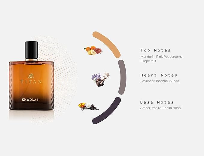 Khadlaj Titan – Citrus, Spicy, Aromatic, Amber – Eau de Parfum Spray Long-Lasting Fragrance for Men, 3.4 Ounce / 100 ml