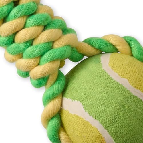 Pet Passion Ace - The Organic Cotton Pull and Chew Tennis Ball Toy for Dogs, Yellow Ball Toy, One Size