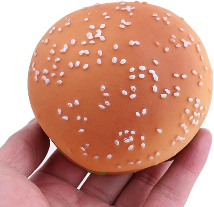 YARNOW Hamburger Squeaking Dog Toy for Small Dogs and Puppies Chew Toy with Squeaker and Crunchy Filler 3.34 X 3.34 X 2.16 in Interactive Play for Dental Care
