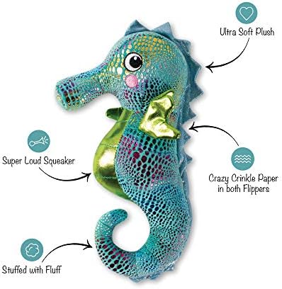 Fringe Studio Squeaker Plush Dog Toy, Seahorse, Pet Shop Collection (289649)
