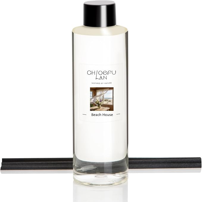 Beach House Reéd Diffuser Refill 200ml/6.76 fl oz, Natural Essential Scented Oil, Best for Aromatherapy, SPA and Home, 0% Alcohol, Free Set of Sticks