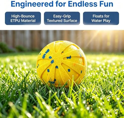 Smart Interactive Dog Toy Wicked Ball Automatic Moving Bouncing Rotating Active Rolling Ball 3 Modes Chew Resistant E-TPU Dog Ball IPX7 Waterproof Electric Puppy Toy for Small Medium Large Dogs Yellow