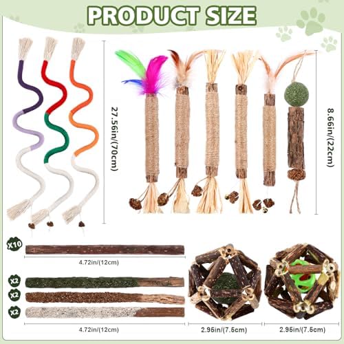 WOUSEDO 27 Pack Catnip Chew Toys for Cats, Cotton Sisal Rope Toys