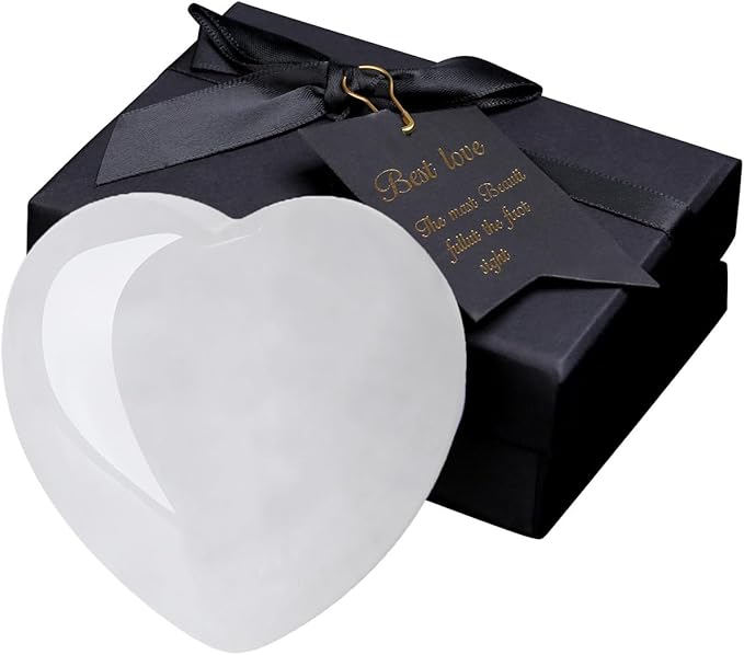 MAIBAOTA 60 mm Clear Quartz Crystal Large Heart Love Stone Healing Crystals Heart Stone for Women Natural Reiki Gemstone Polished Heart Shaped Rocks Meditation
