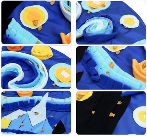 Dog Snuffle Mat Interactive Round Shape Sniff Feeding Food Mats Pet Foraging Treat Dispenser Toy Slow Feeder for Dogs Rabbits (Night Sky)