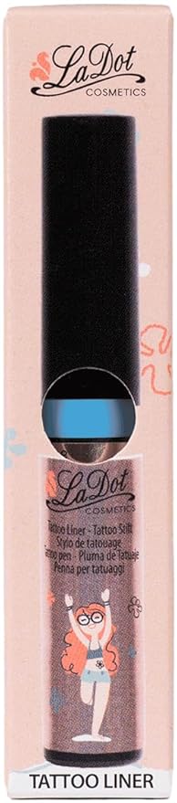 LaDot Temporary Tattoo Liner Pen – Fine Tip Waterproof Body Art Marker for Drawing Custom Skin Designs – Ideal for Temporary Tattoos, Festivals, Parties & More (Light Blue)