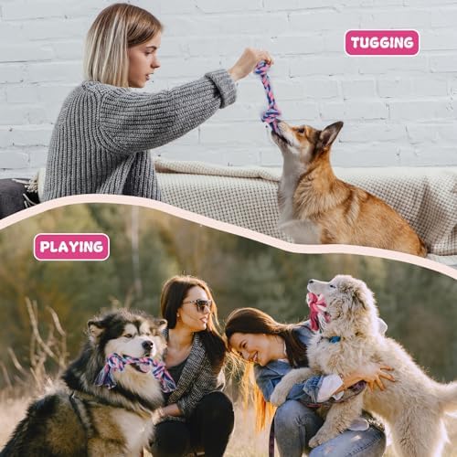 8 Packs Puppy Rope Knot Toy - Multi Color Chew Toys for Small and Medium Dogs - Cotton Teething Tug With 2 Knots