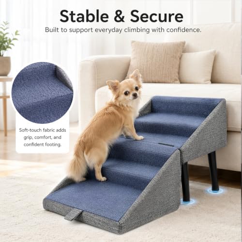 2-in-1 Foldable Dog Stairs & Footstool, Non-Slip Pet Steps for Small Dogs