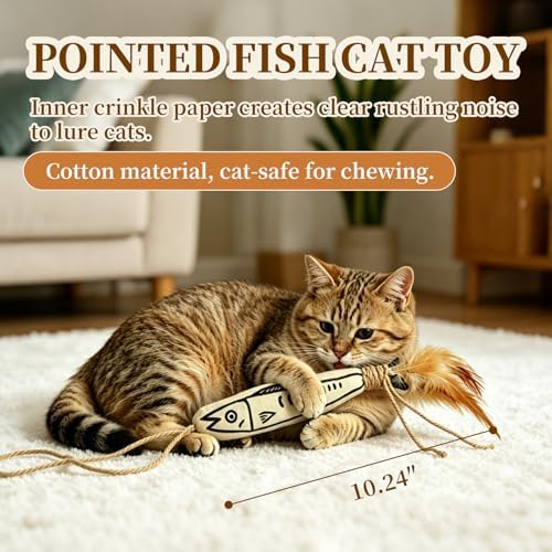 Cat Toys Set, Catnip Fish Toy, silvervine cat chew Stick, Colorful Spring cat Toys, Interactive cat Toys for Indoor Cats, Kitten Teething Toys, cat Enrichment Toys, cat Boredom Toys