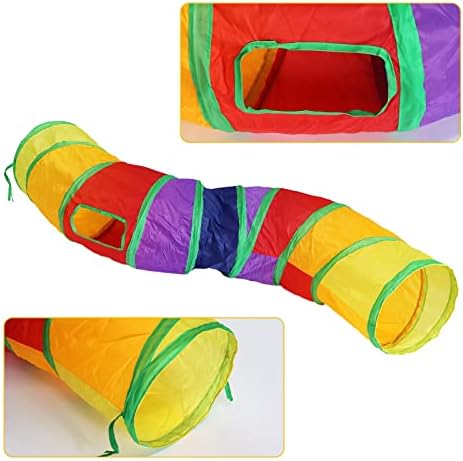 Bemodst S-Type Cat Tunnel, 2 Way/3 Way/4 Way/5 Way Collapsible S-Shape Small Animal Tubes Kitty Tunnels Interactive Maze House Toy with Storage Bag for Kitten Puppy Rabbit Guinea Pig (Rainbow-2 Way)