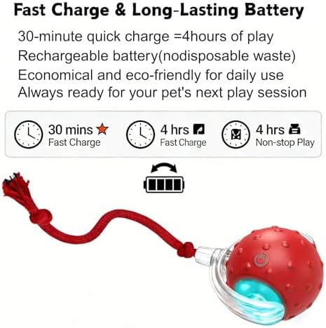 2PCS Interactive Cat Toys Ball, Tiny Fetch Interactive Dog Cat Toy Ball - 360° Automatic Scrolling with Birdsong, Smart Obstacle Avoidance, Rechargeable Boredom Buster for Pets (Blue+Red)