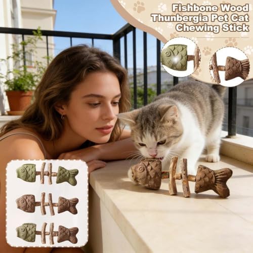 2026 New Creative Fish Bone Cat Dental Chew Toy, Natural Fishbone Catnip & Silvervine Chew Toy, Interactive Kitten Chew Playthings for Cats Teeth Cleaning (Mixed Flavors, 3Pcs)
