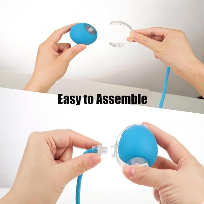 Interactive Dog Cat Toy Ball, Upgraded Rechargable Smart Automatic Rolling Pet Ball with Tail, Fast Moving Toy for Bored Indoor Kitty Puppy- Blue