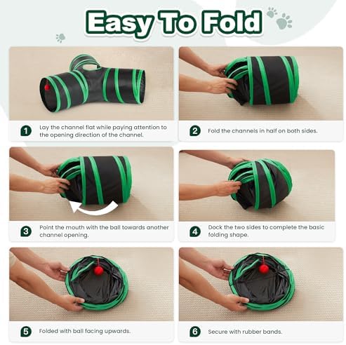 Love's cabin Cat Tunnel for Indoor Cats, 3-Way Collapsible Play Tunnel