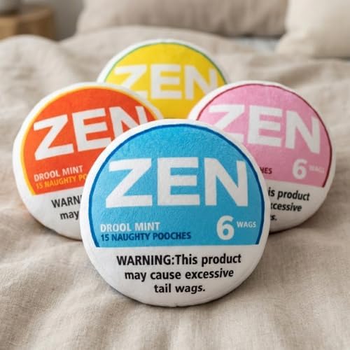 Zen-Pouchy Funny Dog Toy Squeaker - Hilarious Parody Nic Pouch Plush Toy - Durable Interactive Dog Toy for Small, Medium Dogs (Blue)