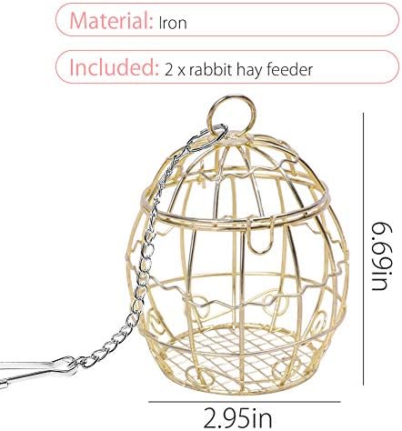 La La Pet® 2 Pack Rabbit Hay Feeder Hanging Guinea Pig Hay Feeder for Cage Bird Parrot Foraging Toys Bunny Grass Manger Holder Rack Feeding Dispenser for Small Animals Chinchilla