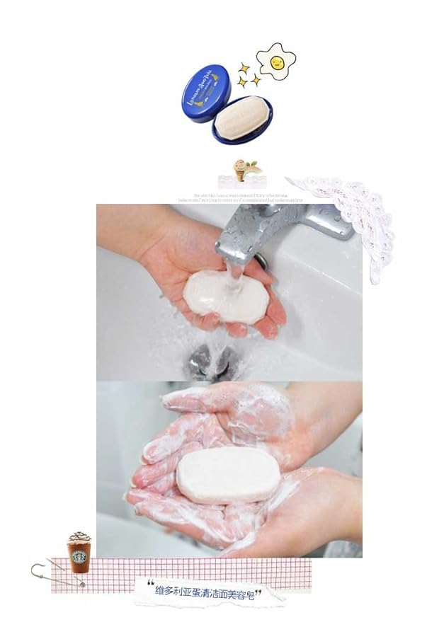 VICTORIA Lanolin Agg Tval Egg White Face Soap Bar for Women, Facial Care Cleanser, 6 x 1.7 Ounce
