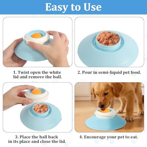 Dog Cat Licks Toys for Liquid Food, 2026 New Dog Lick Bowl Anxieties Relief Slow Feeder Dog Lick Ball Treat Dispenser, Non-Slip Licking Bowl for Dog Calming & Anxieties Relief