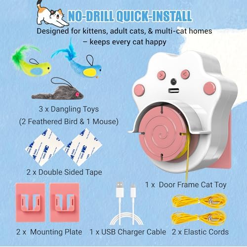 Interactive Cat Toys for Indoor Cats, Automatic Flying Bird & Mouse