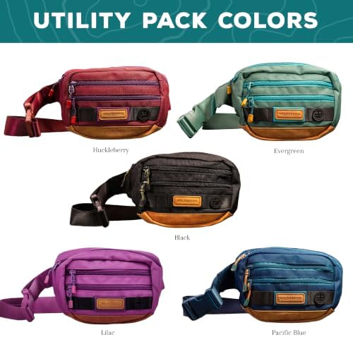 Wilderdog Utility Fanny Pack stores Treats, Balls, Keys in 3 Pockets with adjustable strap and Poop Bag dispenser (Evergreen)