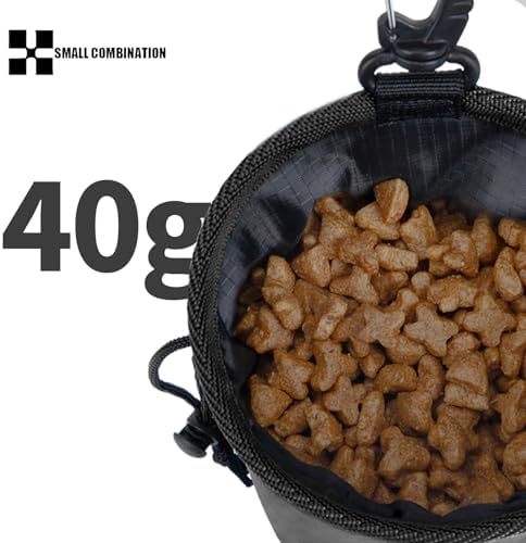 Dog Treat Pouch,Portable Puppy Dog Training Treat Bag,Hand Free Dog Walking Bag,Pet Feed Snack Reward Pocket,Dog Food Dispenser for Pet Puppy Travel or Outdoor Use (Black)
