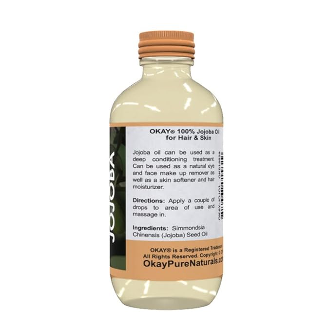 OKAY | Jojoba Oil | For Hair and Skin | Deep Conditioning Treatment | 100 % Pure Oil | Free of Paraben, Silicone | 1 oz