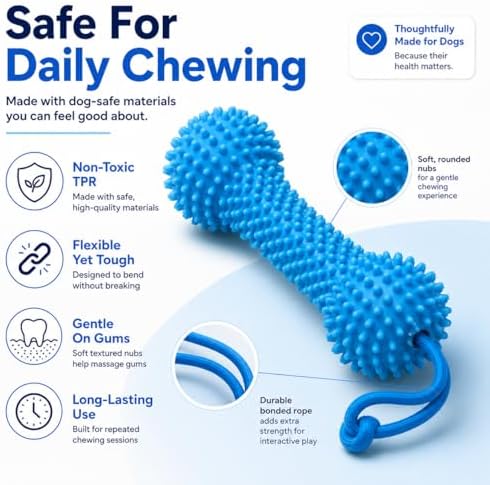 Dual-Action Canine Dental Prop,Dog Dental Chew Toy for Effortless Brushing,Interactive Treat-Dispensing Squeaky Bone,Pet Oral Care for Small,Medium,and Large Breeds (Blue-1pc)