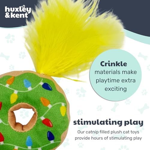 Huxley & Kent Plush Crinkle Catnip Cat Toy, Lit Donut