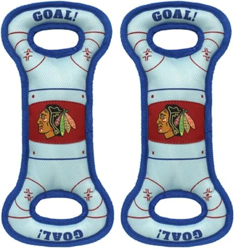 Pets First NHL Chicago Blackhawks Hockey Field Dog Tug Fetch Squeak Chew Toy, One Size, BHK-3030 (Pack of 2)