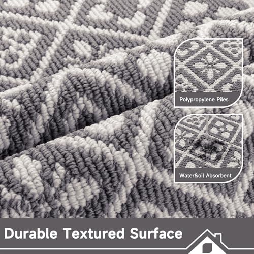 Ileading Indoor Door Mat 3x5ft Absorbent Dog Mats for Muddy Paws,Machine Washable Small Living Room Area Rug with Non-Slip Rubber Backing Low-Profile Inside Carpet for Hallway,Entryway,Kitchen(Grey)