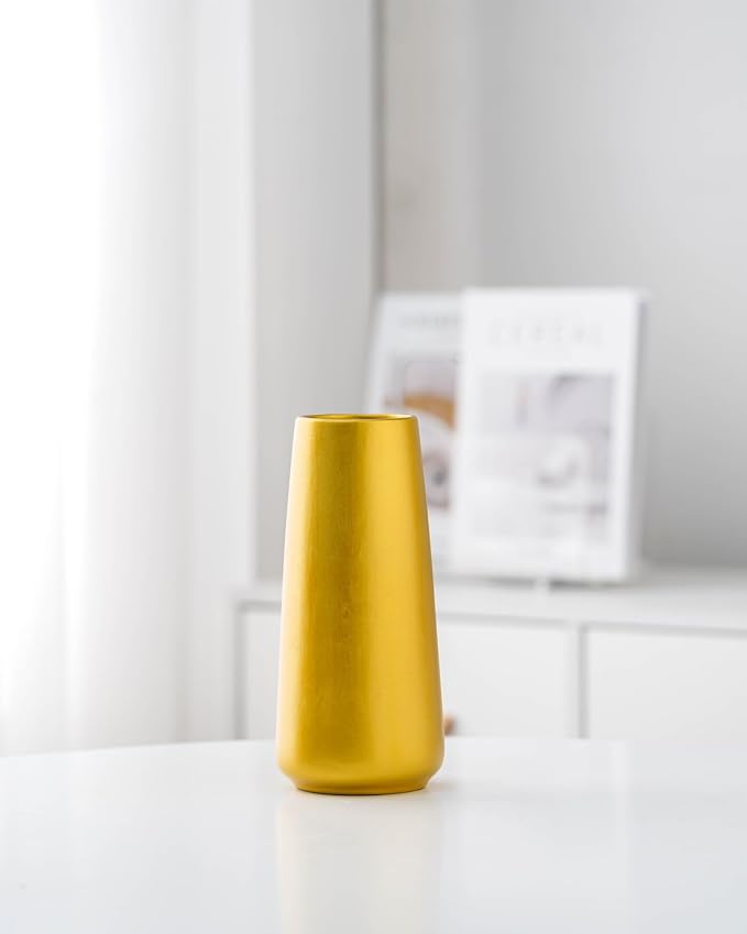 Simple Boho Ceramic Flower Vase for Home Decor (Gold,Super Big) | 10'' Modern Vase for Flower Plant Pampas Grass, Fit for Table Shelf Centerpieces, Living Room Kitchen Bedroom Wedding Gift