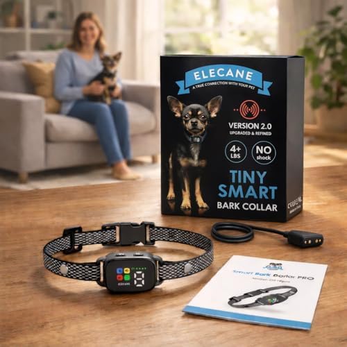 2 Pack Tiny Bark Collar for Small Dogs 5-15 lbs and Puppies - No Shock Anti Barking Collar - Rechargeable Smart Collar for Dog Training with 7 Sensitivity Levels and 3 Beep&Vibration Modes