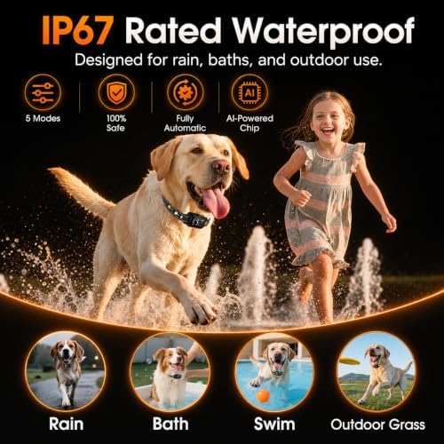Dog Bark Collar for Dogs 8-120 lbs, Rechargeable Anti Bark Collar for Small Medium Large Dogs, 5 Modes, 5 Sensitivity Levels, Beep Vibration Static, Color: Matte Black