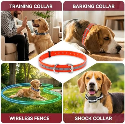 TPU Waterproof Dog Collar Replacement Strap,Easy-Clean,Odor-Resistant e Collar Strap, Shock Collar Replacement Strap Designed for Daily Training and Evening Walks.