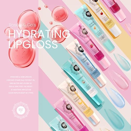 Rosee Lip Gloss Vegan & Cruelty Free Treatment, Professional Make up, Long Lasting Glossy with Shea Butter, Moisturize, Protect & Smooth, High Shine, Non-Sticky (l. Blueberry Jelly, 0.5)