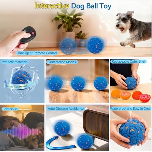 Newget Interactive Dog Toy Ball, Remote Control with 3 Play Modes Blue