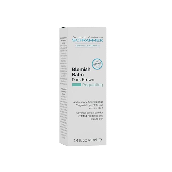 Schrammek Blemish Balm Dark Brown (1.4 fl oz) - Covering Special Care for Irritated, Reddened & Impure Skin - The Original since 1967 - BB Cream - Tinted Face Moisturizer - Facial Skin Care - Dr