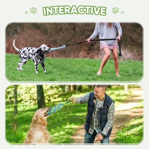 Dog Bungee Toy 5.2ft for Medium Dogs,Interactive Dog Tug of War Toys Set, Bungee Tether Set with Rope & Ball for Hanging on Trees, Doors,Not for Aggressive Chewers