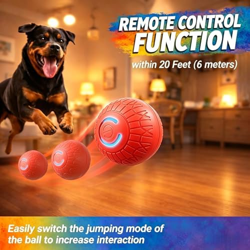 Interactive Dog Toys Dog Ball – 3 Play Modes Smart Moving Bouncing Dogs Ball, E-TPU Smart Dog Ball with Remote Control, Automatic Rolling Dog Toy for Small Medium Dogs to Boredom Relief (Orange)
