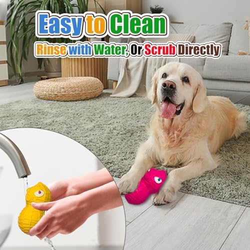 HOLYSTEED Squeaky Dog Toys for Large Dogs, Latex Peanut Dog Squeak Balls
