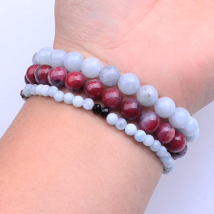 UEUC Tree of Life Yoga Healing Stone Bracelets,Multilayer Lotus Chakra Stone Reiki Bracelet Sets,Anxiety Crystal Natural Stone,for Women Stress Relief