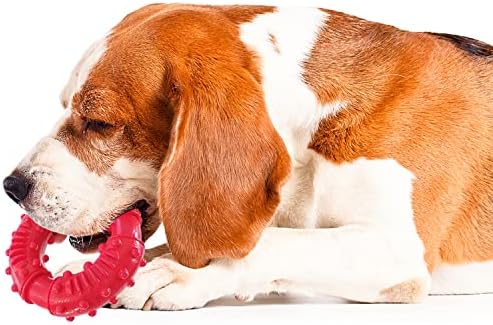 Dog Ring Chew Toys,Dog Chew Toys for Chewers,Non-Toxic Natural Rubber Indestructible Toys for Small Medium Large Dogs - Fun to Chew, Chase and Fetch (Red)