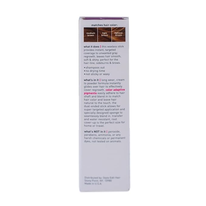 Style Edit Root Touch Up Stick | Temporary Hair Color for Gray Roots and Thinning Hair | Salon-Quality, Transfer-Resistant Hair Concealer | Medium Brown, 0.11 oz
